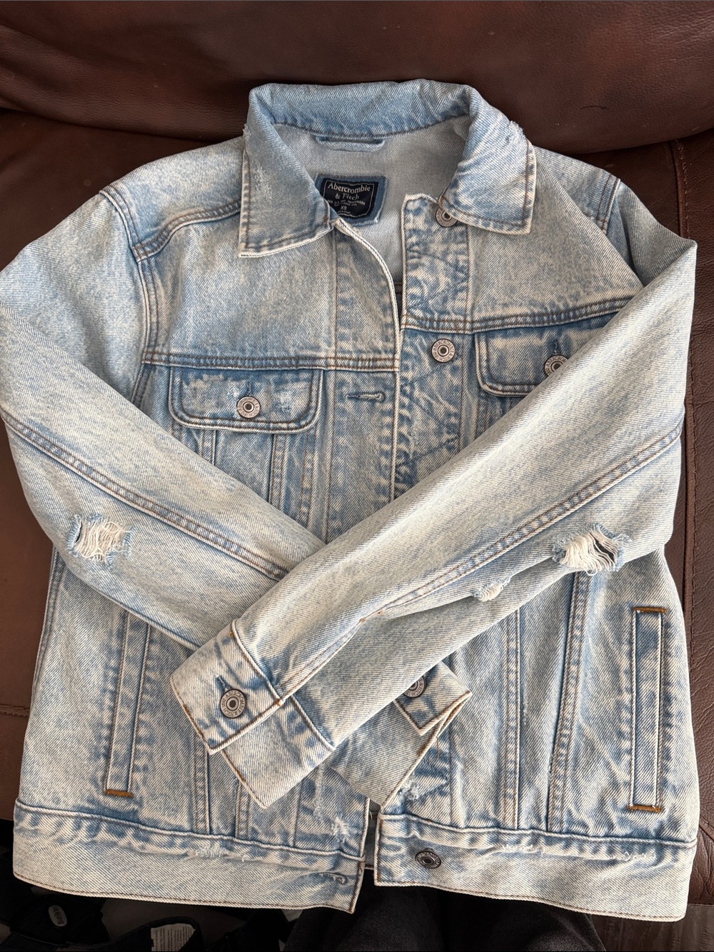 Abercrombie & Fitch Light Wash Denim Jacket - Light Blue
